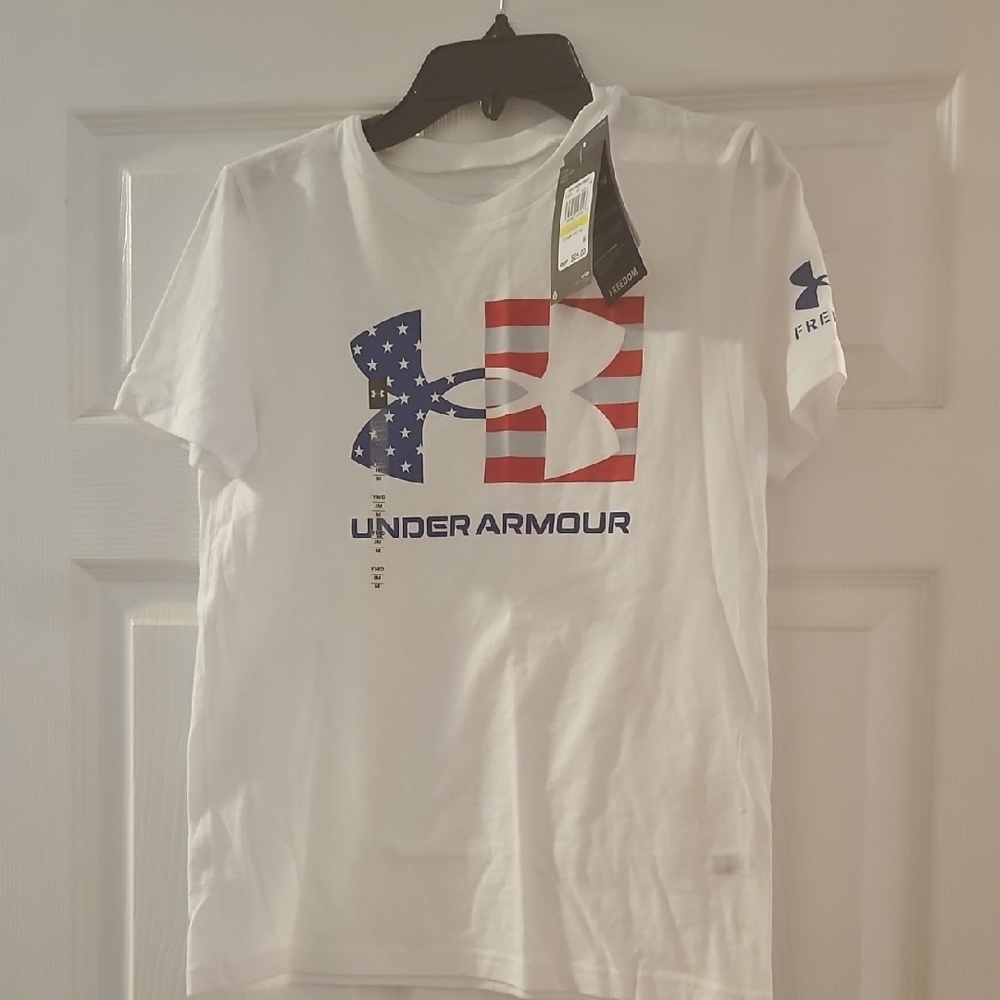 Under Armour Kids White and Blue Patriotic Tee